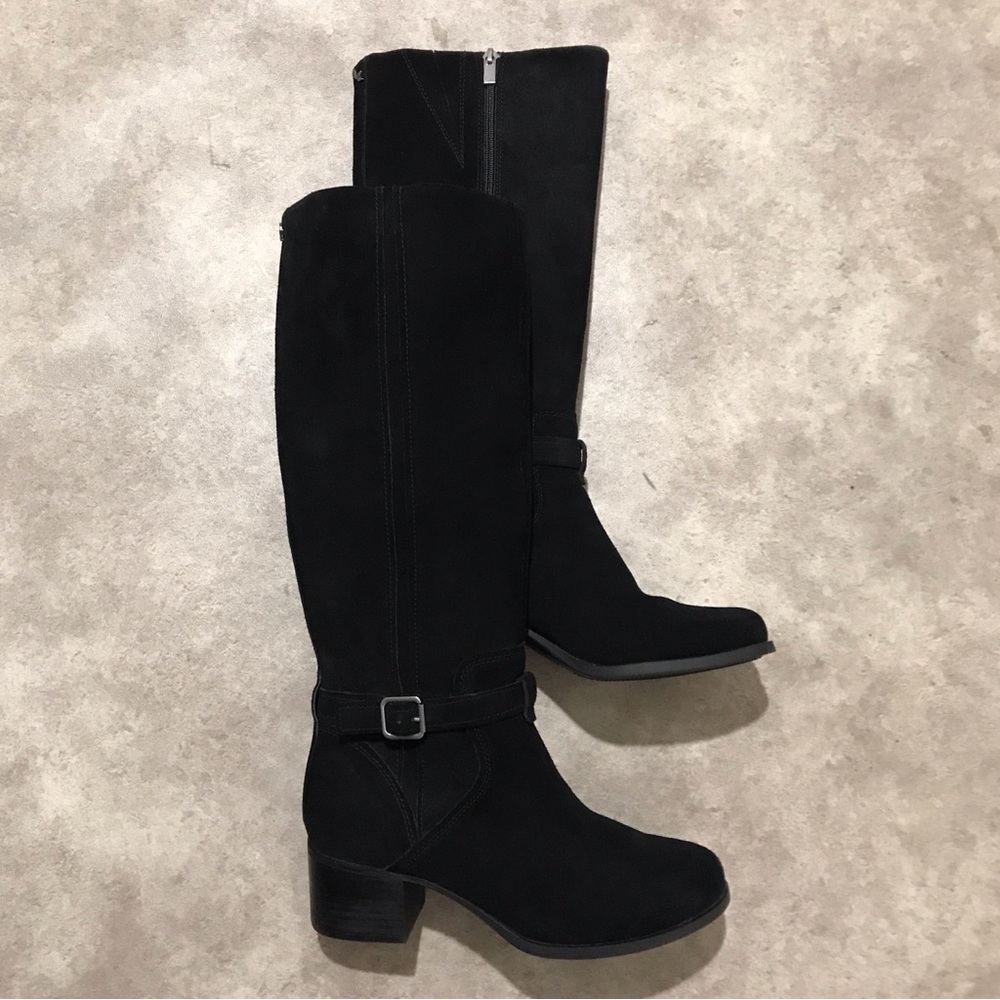 Ugg Koolaburra Madeley Tall Black Suede Heel Boots Size 7.5